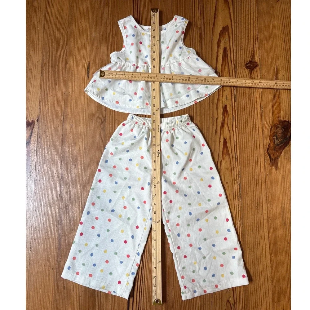 Foshan Wonderful Polka Dot Pant Set Girls White Multi Boho SIZE 2-3Y